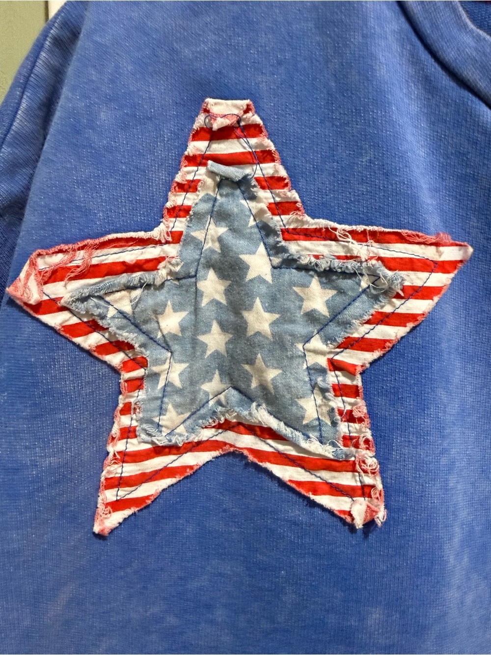 Annie Blue Tee with Red, White & Blue Star Appliqués - Picture 3 of 4